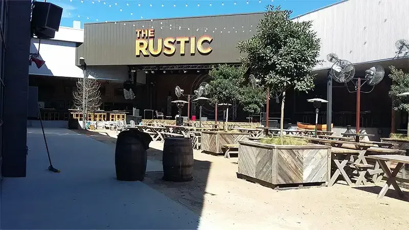 Restaurant patio at The Rustic after concrete sandblasting