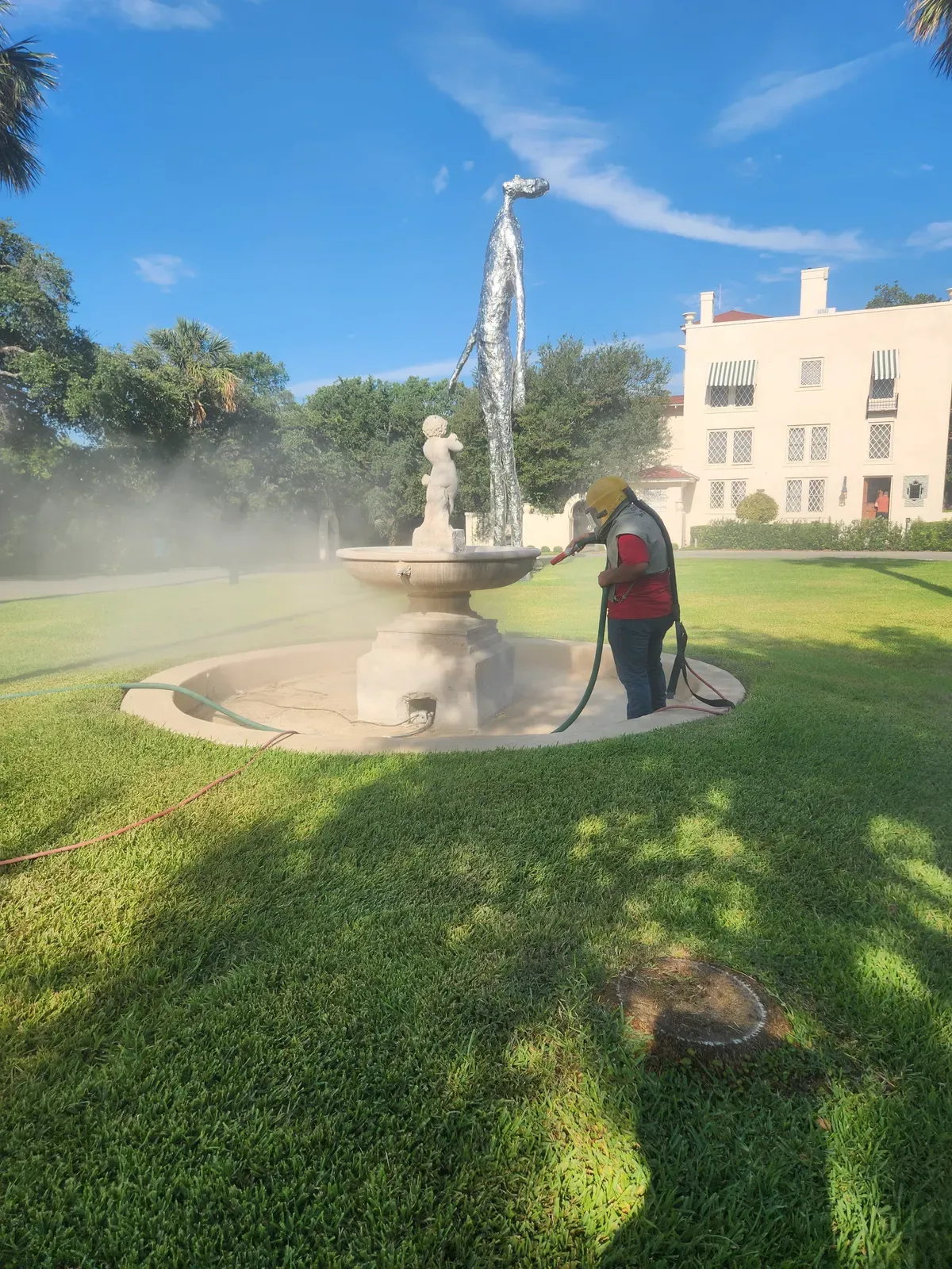 Stone fountain restoration from the Ace Sandblasting project gallery