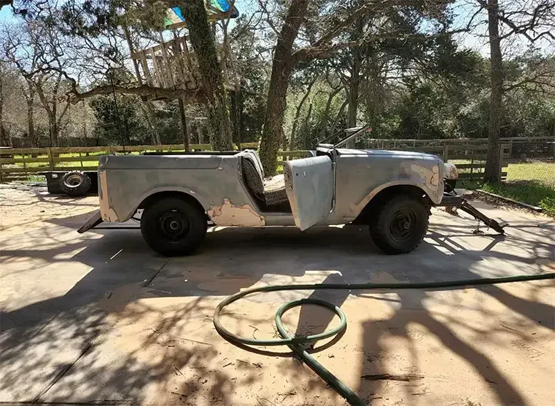 Classic International Scout stripped to bare metal