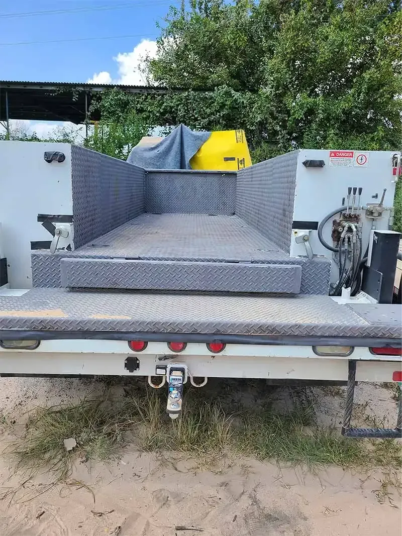 Utility truck service bed stripped to bare metal