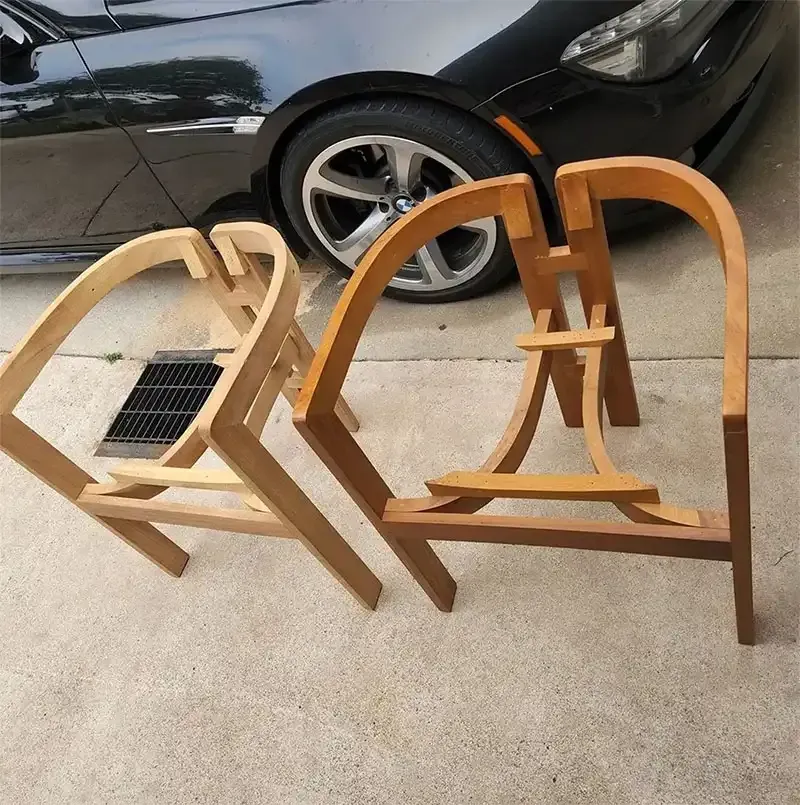 Bentwood chair frames sandblasted to natural wood